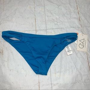 CA Vitamin A Solid Blue Low Rise Bikini Cheeky Bottom Cut Out Size Medium NWT